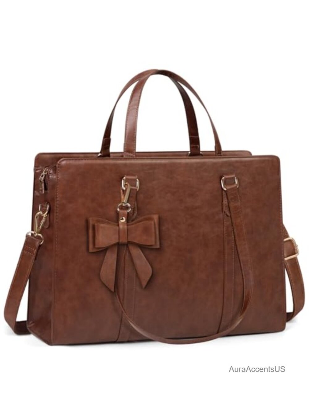 Leather Laptop Bag for Women 15.6 inch Work Tote